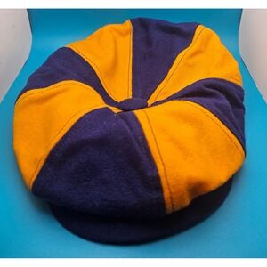 Vintage Stevens Newsboy Cap Hat Blue Gold Wool Blend Adjustable